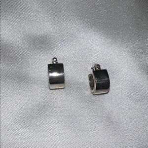 Sterling Silver 925 Wide Cuff Hoop Earrings